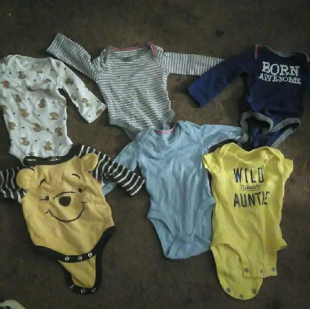 6 Newborn Baby Boy Onesies